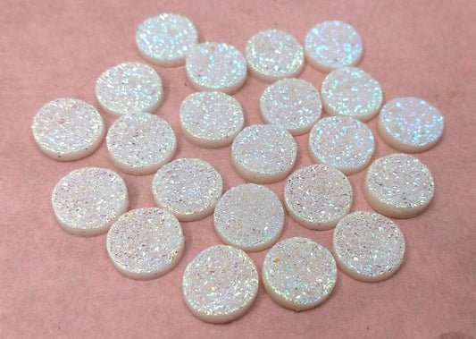 CA762 - 10 pcs Druzy Resin Embellishment Cabochons Sandy White - 12mm