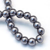 BD104 - 4mm Silver Charcoal Glass Pearl Imitation Round Beads - 32 inch strand - Approx. 210 beads - Hole Size: 1mm