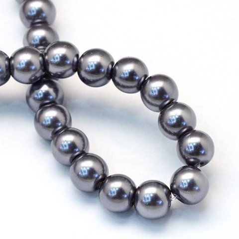 BD104 - 4mm Silver Charcoal Glass Pearl Imitation Round Beads - 32 inch strand - Approx. 210 beads - Hole Size: 1mm