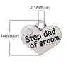 P055 - 4 pcs. Antique Silver "Step Dad of Groom" charm with rhinestone - 16mm X 14mm