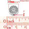 BD268 - 10 pcs Antique Silver Star Sun Disk Spacer Charm Beads - 10mm - Hole Size: 1.4mm