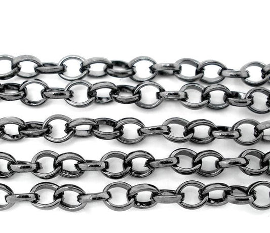 N108 - 4M (13.12 Ft) - Gunmetal Dark Grey Gray Links Open Chain - 4mm x 3mm