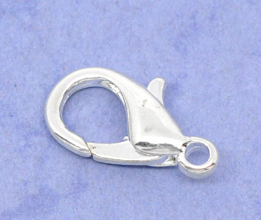 CL045A - 100 pcs. Silver Plated Lobster Clasps - 14mm X 8mm - Fits Thomas Sabo - Claw Clasps