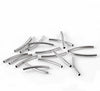 BD402 - 50 pcs. Silver Tone Noodle Smooth Pattern Tube Long Thin Curved Beads - 39mm x 4mm (1.54" x 0.16")