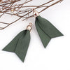P451 - 10 pcs. Green Faux Leather Tassel Dangle Charms Pendants - Golden - 5.2cm (2.05") x 3.3cm (1.3") - Great for Light Earrings and Dangles!