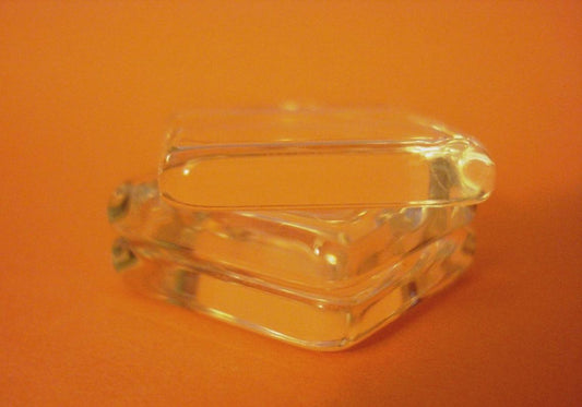 CA284A - 50 pcs. Square Clear Glass Dome Seals Tiles - 15mm - 4.5mm Thick - Flat Top and Bottom