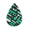 P1045 - 10 pcs. Black and Green Stripe Dot Faux Leather Dangle Charms Pendants - Teardrop - 56mm (2.2") - Great for Earrings! Double Sided