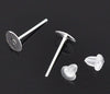E180 - 800 pieces (400 pairs) Silver Plated Earring Posts/Bases/Studs/Settings with Rubber Backs - 12mm x 6mm