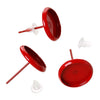 E185 - 50 pcs. Red Earring Posts Studs Settings Bezels Cabochons Tacks- 12mm Glue Pad Setting