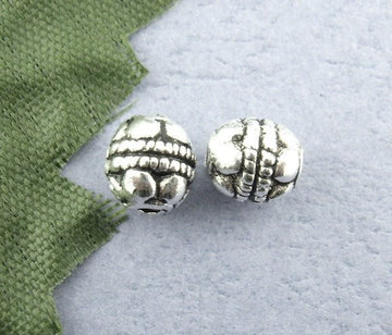 BD509 - 80 pcs Antique Silver Carved Tibetan Bali Round Spacer Beads- 5mm - 5x5mm