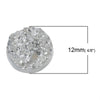 CA154 - 10 pcs Druzy Resin Embellishment Cabochons Silver - 12mm Diameter - Circle - 3.6mm Thick
