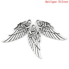 P277 - 10pcs. Antique Silver Flower Carved Wing Charms Pendants - 31mm X 11mm