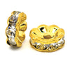 BD247 - 10pcs. Gold Plated Clear Rhinestone Rondelle Spacer Beads - 10mm x 3.8mm