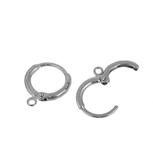 E445 - 10 pcs (5 pairs) Silver Tone Leverback Earrings - 16mm x 13mm