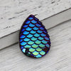 CA814 - 10 pcs Mermaid Fish Scales Resin Carved Embellishment Cabochons Red Multicolor - 25x18mm - 25mm x 18mm - Teardrop