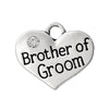 P056 - 4pcs. Antique Silver "Brother of Groom" charm with rhinestone- 16 mm X 14 mm