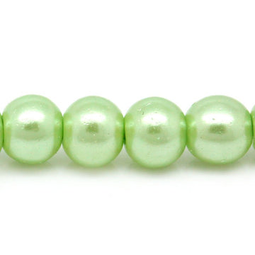 BD105 - 4mm Pastel Green Apple Lime Glass Pearl Imitation Round Beads - 32 1/4 inch strand - Approx. 220 beads per strand - Hole Size: 1mm