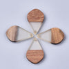 P1082 -4 pcs. Clear Resin and Wood Teardrop Flat Pendant - 28mm x 18mm - (1.1" x 0.71") - SMALL - Great for Earrings and Necklaces!