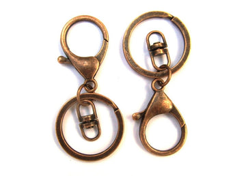 CL087A - 3 pcs. Antique Copper Tone Lobster Swivel Clasp and Key Ring - 69 x 30mm (2.72 inch) - Claw Clasps