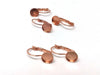E472B - 100 pcs. Rose Gold Plated Earring Clips Settings Lever Back Bezels Cabochons - 7mm Glue Pad Setting