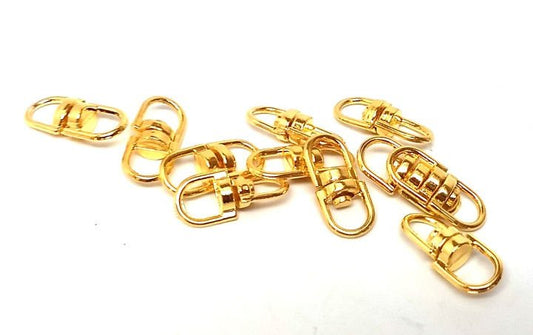BA039 - 20 pcs. Gold Plated Oval Swivel Connectors Clasps for Key Rings Key Chains - 19mm x 9mm