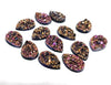 CA661 - 10 pcs Druzy Resin Embellishment Cabochons Magenta Pink Gold Multicolor - 14x10mm - Teardrop - 14mm x 10mm - 3mm Thick