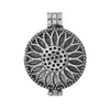 P421 - 1 pc. Antique Silver Carved Round Sun Flower Pendant Photo Picture Locket Box - 44 X 33mm - Fits 5ss rhinestones - Perfume Diffuser!