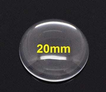 CA513 - 10 pcs. Circle Clear Round Glass Dome Seals Tiles - 20mm (0.79 in)