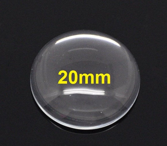 CA513 - 10 pcs. Circle Clear Round Glass Dome Seals Tiles - 20mm (0.79 in)