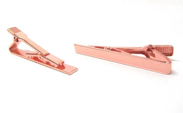 TC011 - 1 pc Rose Gold Plated Tie Bars/Clips - 55x5mm Glue Pad - Over 2 inches long!