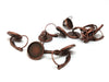 E311 - 10 pcs. Antique Copper Earring Clips Settings Lever Back Bezels Cabochons - 12mm Glue Pad Setting
