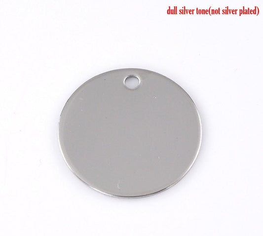 P987 - 10 pcs. Stainless Steel Round Circle Stamping Tags - 30mm (1.18 inch) (3 cm)