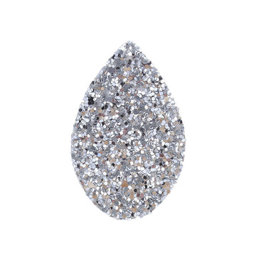 P737 - 10 pcs. Silver Faux Leather Dangle Charms Pendants - Teardrop - 55mm (2.17") - Great for Light Earrings, Necklaces or Dangles! Double Sided