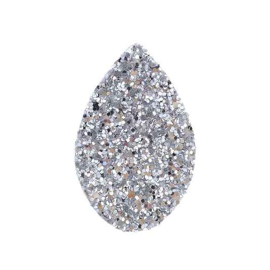 P737 - 10 pcs. Silver Faux Leather Dangle Charms Pendants - Teardrop - 55mm (2.17") - Great for Light Earrings, Necklaces or Dangles! Double Sided