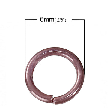 J085 - 100 pcs Pink Open Jump Rings 6mm - 18 Gauge - High Quality (1mm Thick