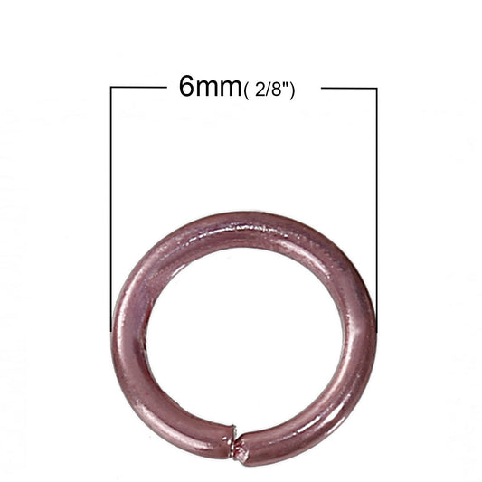 J085 - 100 pcs Pink Open Jump Rings 6mm - 18 Gauge - High Quality (1mm Thick