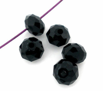 BD454 - 200 pcs Black Crystal Quartz Faceted Rondelle Beads - 4mm - 4x3mm