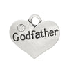P076 - 4 pcs. Antique Silver "Godfather" charm with rhinestone - 17mm X 14mm