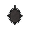 P1171 - 10 pcs. Black Plated Oval Pendant Picture Photo Frame Bezel Tray Setting Pendants Charms - Fits 25mm x 18mm - 25x18mm - Cabochons / Cameos