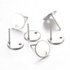 E488 - 10 pcs. (5 pairs) 304 Stainless Steel Silver Tone Earring Posts/Bases/Studs/Settings - 8mm Length - 8mm Diameter - Hole Size: 1mm