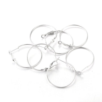E399 - 20 pcs (10 pairs) Silver Tone Earring Hoops - 35mm (1.38 inch)