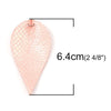 P871 - 10 pcs. Scales Faux Leather Dangle Charms Pendants - Pinch Leaf - Coral - Silver Tone Jump Ring - 63mm (2.5") - Double Sided