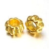 BD693 - 50 pcs Golden Corrugated Striped METAL Rondelle Spacer Beads - 12mm - Large Hole: 5.5mm - Fits European Cords and Paracord!