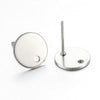 E488 - 10 pcs. (5 pairs) 304 Stainless Steel Silver Tone Earring Posts/Bases/Studs/Settings - 8mm Length - 8mm Diameter - Hole Size: 1mm