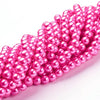BD082 - 10mm Hot Pink Glass Pearl Imitation Round Beads - 16 inch strand - Approx 42 beads per strand - Hole Size: 1.5mm