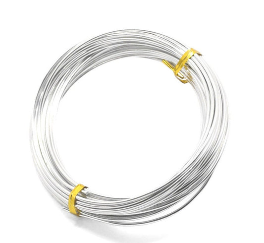 N047 - 10M (32.8t) Silver Plated Beading Wire for Bracelets - 2mm Thick - 1 Roll