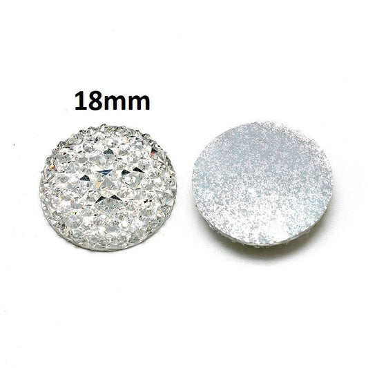 CA923 - 10 pcs Druzy Resin Embellishment Cabochons Clear White - 18mm - Shimmer Style