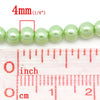 BD105 - 4mm Pastel Green Apple Lime Glass Pearl Imitation Round Beads - 32 1/4 inch strand - Approx. 220 beads per strand - Hole Size: 1mm