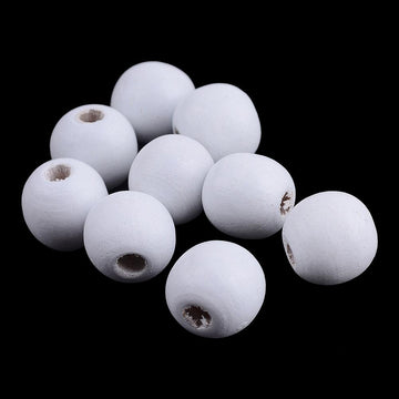 BD164 - 200 pcs White Wooden Wood Round Spacer Beads - 8mm (0.32") - Hole Size: 3mm