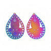 P325 - 2 pcs. Metal Rainbow Multicolor Enamel Painted Teardrop Style Pendants Dangle Charms - 54mm (2.13") - Double-Sided - Great for Earrings!
